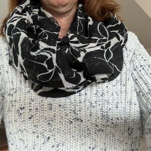 LOFT Black and White Abstract Infinity Scarf